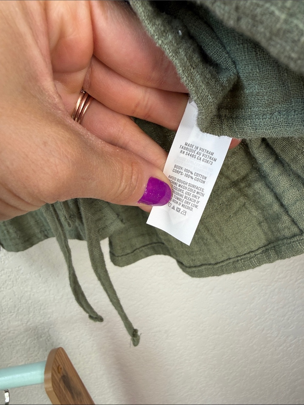 Aerie Sleeveless Drawstring Tank Top Gauze Cotton Cottagecore Olive Green Medium - Picture 7 of 10